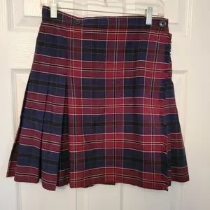 Vintage Skirts Vintage Whimsigoth Gothcore Navy Bluered Plaid Pleated Skirt Canada Kilt Wrap Poshmark